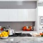 Modern kitchen with cooking appliances on the counter